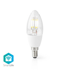 Nedis WIFILF10WTC37- Wi-Fi Chytrá LED Žárovka | E14 | Svíčka | 5 W | 400 lm | Teplá Bílá, G
