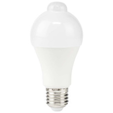 NEDIS LED žárovka E27/ A60/ 8,5 W/ 220 V/ 806 lm/ 3000 K/ teplá bílá/ detekce pohybu/ matná