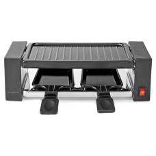 NEDIS gurmánský raclette gril/ obdélníkový/ grilovací deska 23 x 10 cm/ pro 2 osoby/ špachtle/ nepřilnavý povrch/ černý