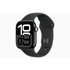 Apple Watch S10 Cell/42mm/Jet Black/Sport Band/Black/-M/L