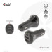 Club3D Auto nabíječka pro Notebooky 36W, 3 porty (2xUSB-A + USB-C)