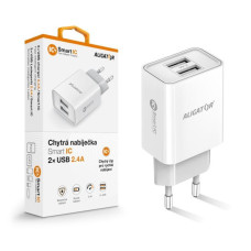 Aligator síťová nabíječka, 2x USB, smart IC, 2,4 A, bílá