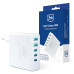 3mk cestovní nabíječka Hyper Charger 140W, GaN 3x USB-C (PD) / 2x USB, bílá