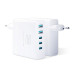 3mk cestovní nabíječka Hyper Charger 140W, GaN 3x USB-C (PD) / 2x USB, bílá