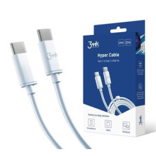 3mk datový kabel Hyper USB-C/USB-C (PD), 100W, 5A, 2m, bílá