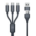 3mk nabíjecí kabel Hyper Cable 3in1 USB-A/C na USB-C/Micro USB/Lightning 1.5m, černá
