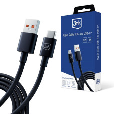 3mk datový kabel Hyper Cable USB-A/USB-C 1,2m 5A, černá