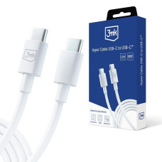 3mk datový kabel Hyper Cable USB-C/USB C 100W 1.2m, bílá