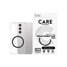 PGkryt SAM S25 trans UrCo blk QI, PanzerGlass(R) CARE kryt Samsung S 2025 Flagship Case Transparent Urban Combat w. Black QI Compati