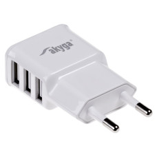 TRX Akyga USB nabíječka 220V/ 5V/ 3.1A/ 3x USB/ bílá