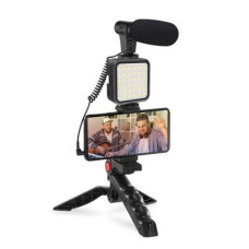 PLATINET Omega VLOG 4 V 1 SADA ( MIKROFON; SVĚTLO; DRŽÁK TELEFONU NA STATIVU) + 3,5 JACK NA USB C ADAPTÉR