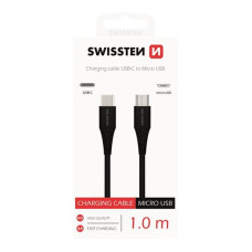 DATOVÝ KABEL SWISSTEN USB-C / MICRO USB 1,0 M ČERNÝ