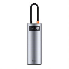Baseus dokovací stanice 7v1 USB-C (USB-C PD 100W, USB-C, 2x USB 3.0, HDMI, SD/TF port) šedá